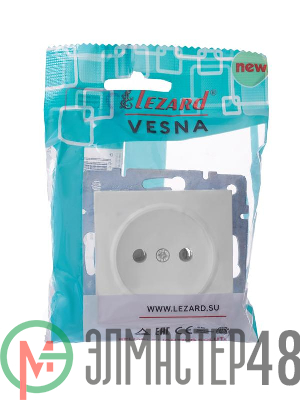 Розетка 1-м СП Vesna без заземл. ПБТ механизм бел. LEZARD 742-0288-121B