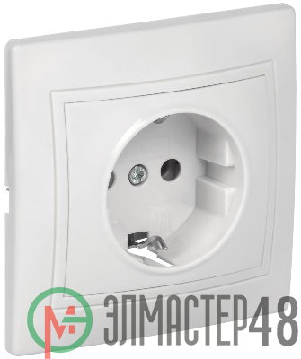 Розетка 1-м СП Кварта 16А РС10-3-КБ с заземл. IP20 бел. ИЭК ERK14-K01-16-DM
