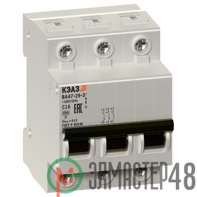 Выключатель автоматический модульный 3п C 20А 4.5кА ВА47-29-3C20-УХЛ3 КЭАЗ 231632