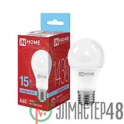 Лампа светодиодная LED-A60-VC 15Вт 230В E27 6500К 1350Лм IN HOME 4690612020280