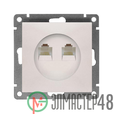 Розетка компьютерная 2-м СП Афина RJ45 кат.5E механизм жемчуж. Universal A1086-OBr