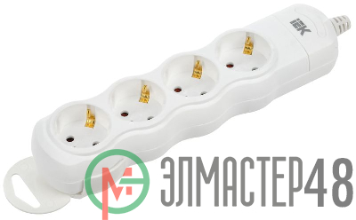 Колодка удлинителя 4-мест. с заземл. РПр04 IEK WYP10-D-KP-16-04-ZS-K01