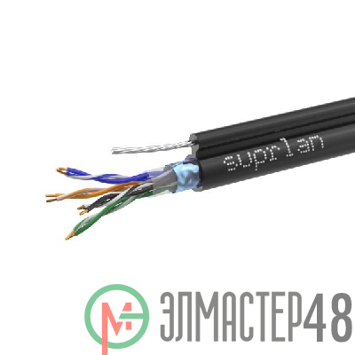 Кабель витая пара F/UTP кат.5E 4х2х24AWG solid Cu PE OUTDOOR Premium трос черн. (уп.305м) SUPRLAN 01-1008-3