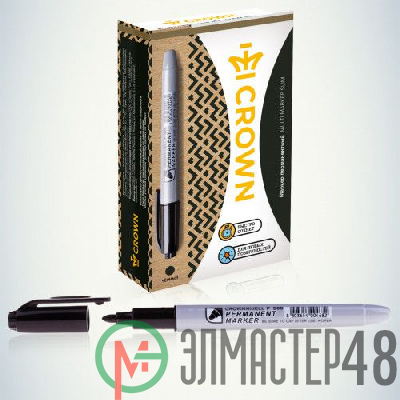 Маркер перманентный "Multi Marker Slim" пулевидный 2мм черн. Crown Б0048243