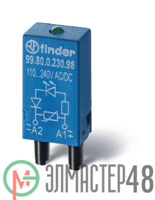 Модуль индикации и защиты LED + диод ( + A1) 6...24В DC зел. FINDER 9980902499
