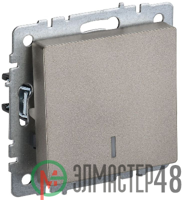 Выключатель 1-кл. СП BRITE ВС10-1-1-БрШ 10А с инд. шампань IEK BR-V10-1-10-K37
