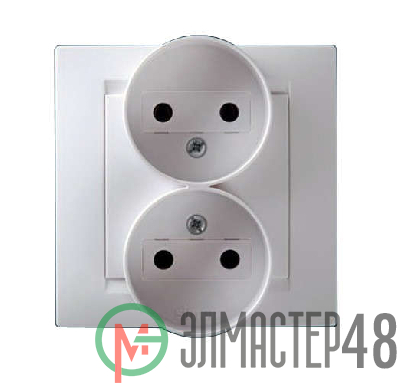 Розетка 2-м СП Simon15 16А IP20 без заземл. бел. Simon 1590457-030