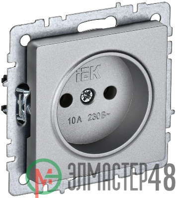 Розетка BRITE РС10-1-0-БрА 10А без заземл. без защ. шторок алюм. IEK BR-R10-10-K47