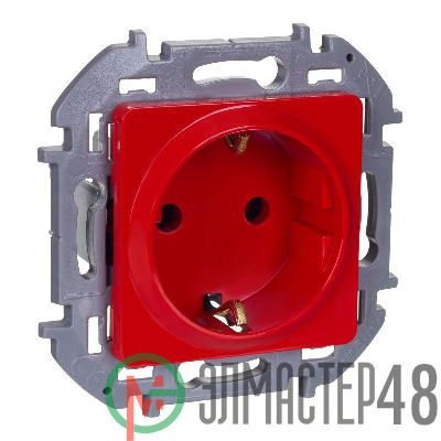 Розетка 1-м СП Inspiria 16А 250В 2P+E защ. шторки красн. IEK 673734