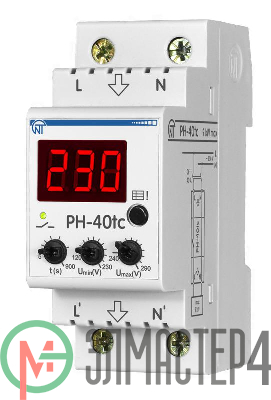Реле напряжения РН-40tc - 40А – 220В DIN – рейка для защиты техники во всей квартире 2 DIN журнал аварий термозащита НовАтек-Электро 3425600040tс