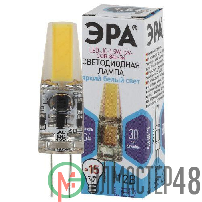 Лампа светодиодная LED-JC-1.5W-12V-COB-840-G4 120лм ЭРА Б0033198