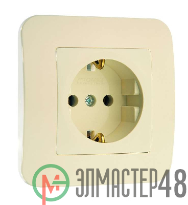 Розетка 1-м СП Lillium 16А IP20 с заземл. крем./крем. Makel 70228