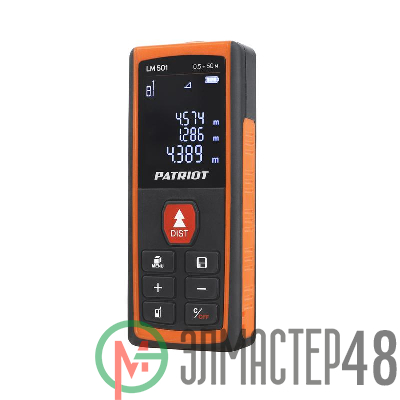 Дальномер лазерный LM 501 макс. дистанция 50м измерение площади объема подсветка память 30изм. чехол в компл. PATRIOT 120201501