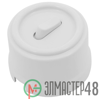 Выключатель 1-кл. ретро проходной клавишный пластик бел. Bironi B1-221-21