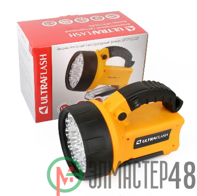 Фонарь UF3712LED (аккум 220В/12В жел. 19 LED; 4В 2Ач пласт. короб) Ultraflash 8310