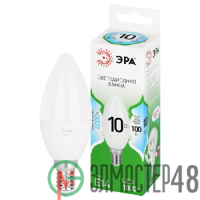 Лампа светодиодная GREEN LINE B35-10W-840-E14 GL 10Вт свеча 4000К яркий свет бел. E14 Эра Б0067093