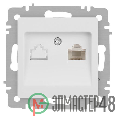 Розетка Accent 6-303-01М информационная RJ45 IP20 СУ бел. матов. Intro Б0063625