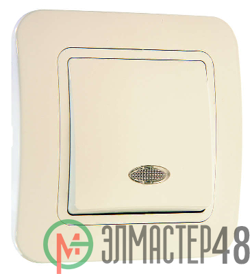 Выключатель 1-кл. СП Lillium 10А IP20 с подсветкой крем. /крем. Makel 70221