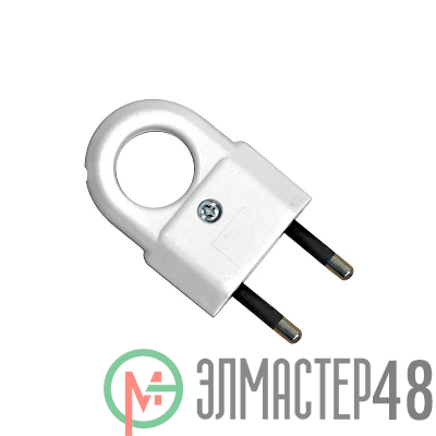 Вилка электрическая 6А 250В плоская с ушком без. заземл. бел. (еврослот) UNIVersal А103