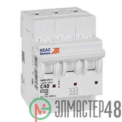 Выключатель автоматический модульный OptiDin BM63-3C40-4.5-УХЛ3 КЭАЗ 326816