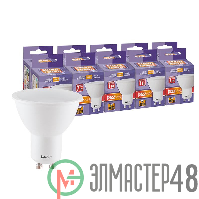 Лампа светодиодная PLED-SP 7Вт PAR16 3000К тепл. бел. GU10 230В 50Гц (уп.10шт) JazzWay 1034274