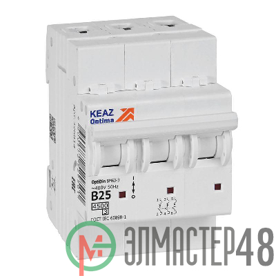 Выключатель автоматический модульный OptiDin BM63-3B25-4.5-УХЛ3 КЭАЗ 329521