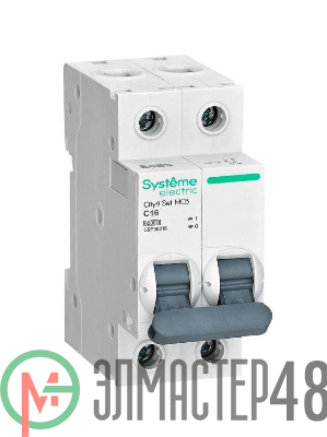 Выключатель автоматический 2п City9 Set (АВ) С 16А 6кА 230В SE C9F36216