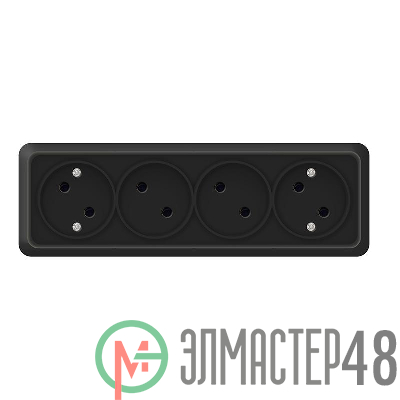 Розетка 4-м ОП Олимп 16А IP20 без заземл. черн. Universal 2219