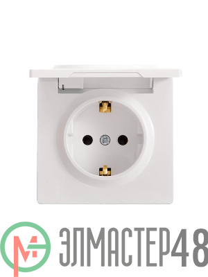 Розетка 1-мест. с заземл. с крышкой LETO ПБТ бел. LEZARD 752-0200-123B