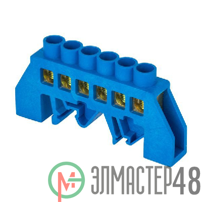 Шина нулевая N 6х9 6 отвер. латунь син. нейлоновый корпус комбинированный PROxima EKF sn0-63-06-dn