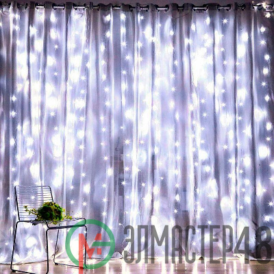 Гирлянда светодиодная "Дождь/Занавес" 3х3м 400LED холод. бел. IP20 220В 8 режимов Эра Б0051875