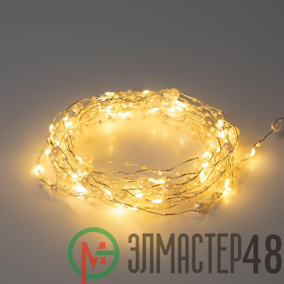 Гирлянда светодиодная Нить Жемчуг 1.9м 20LED тепл. бел. IP20 2хAA (не в компл.) Эра Б0055992