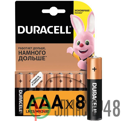 Элемент питания алкалиновый LR LR03-8BL BASIC (блист.8шт) Duracell C0033441