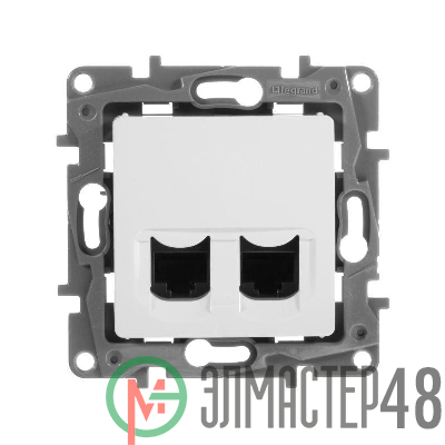 Механизм розетки комп. СП Etika RJ45 + RJ45 CAT.5E UTP бел. Leg 672255