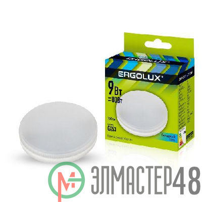 Лампа светодиодная LED-GX53-9W-GX53-4K 9Вт 4500К бел. GX53 180-240В Ergolux 13515
