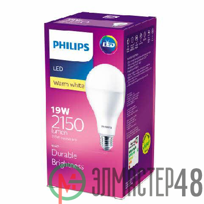 Лампа светодиодная LEDBulb 19W E27 3000К 230В A80 Philips 929002004049