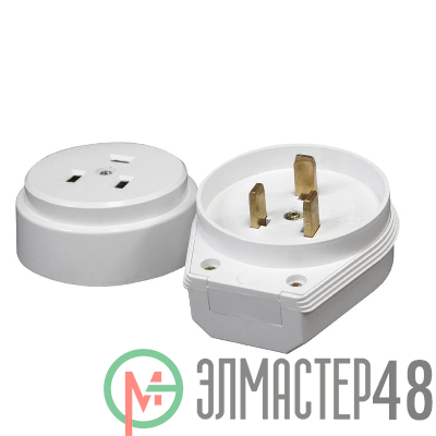 Разъем РШ-ВШ 32А 250В 2Р+РЕ откр. уст. бел. UNIVersal 1235