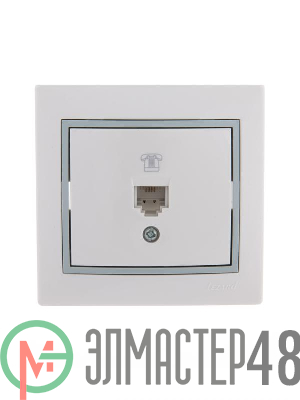 Розетка телефонная 1-м СП Мира RJ11 бел./сер. Lezard 701-0215-137
