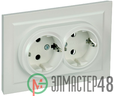 Розетка 2-м СП BRITE РС12-3-БрЖ 16А в сборе с заземл. без защ. шторок жемчуж. IEK BR-R21-16-K36-F
