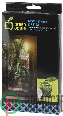 Сетка москитная на дверь 2штх75смх220см 2 шторы; крепежная лента Green Apple Б0032056