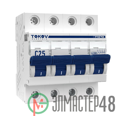 Выключатель автоматический модульный 4П 25А 4.5кА х-ка C TOKOV Electric TKE-PZ45-MCBI-4-25-C