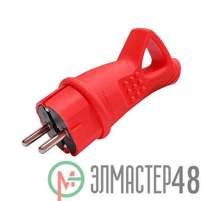 Вилка электрическая 1-м с ушком каучук красн. UNIVersal 3071