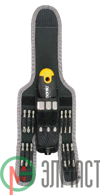 Трещотка поворотная Ergonic K с набором бит в чехле 16 предметов Felo 06071604