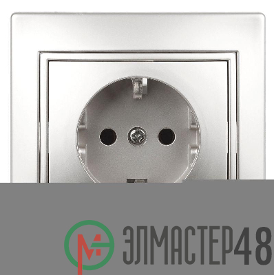 Розетка СП Plano 2P+E Schuko 1-202-03 16А-250В IP20 алюм. Intro Б0030058