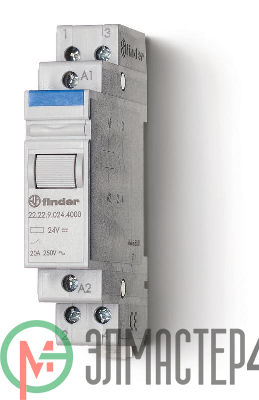 Контактор модульный 2NO 20А AgSnO2 24В DC 17.5мм IP20 FINDER 222290244000