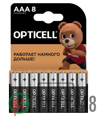 Элемент питания алкалиновый AAA/LR03 (блист. 8шт) Basic Opticell 5051009