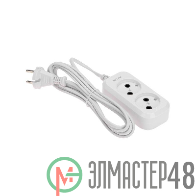 Удлинитель 2 гнезда 3м 2х0.75кв.мм б/з бел. PROCONNECT 13-4201