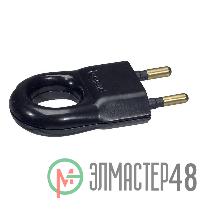 Вилка электрич. каб. Helium 6А прямая с кольцом черн. Leg 050163