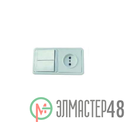 Блок БКВР-038 Бэлла (2-кл. выкл. + розетка) Кунцево 5827