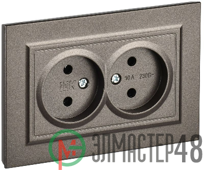 Розетка 2-м СП BRITE РС12-2-БрТБ 10А в сборе без заземл. без защ. шторок бр. IEK BR-R20-10-K45-F